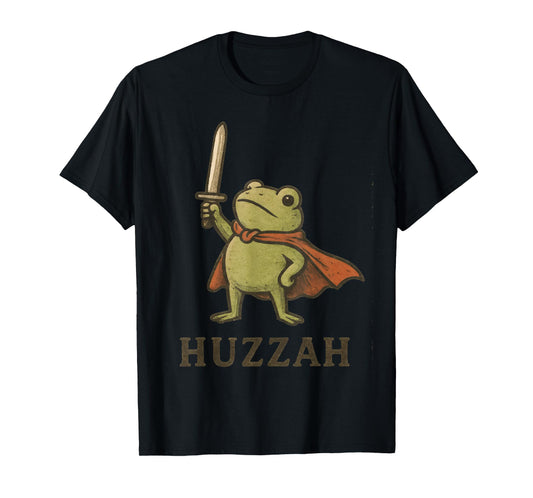 Funny Huzzah Frog Shirt, Vintage Toad Knight Tee T-Shirt