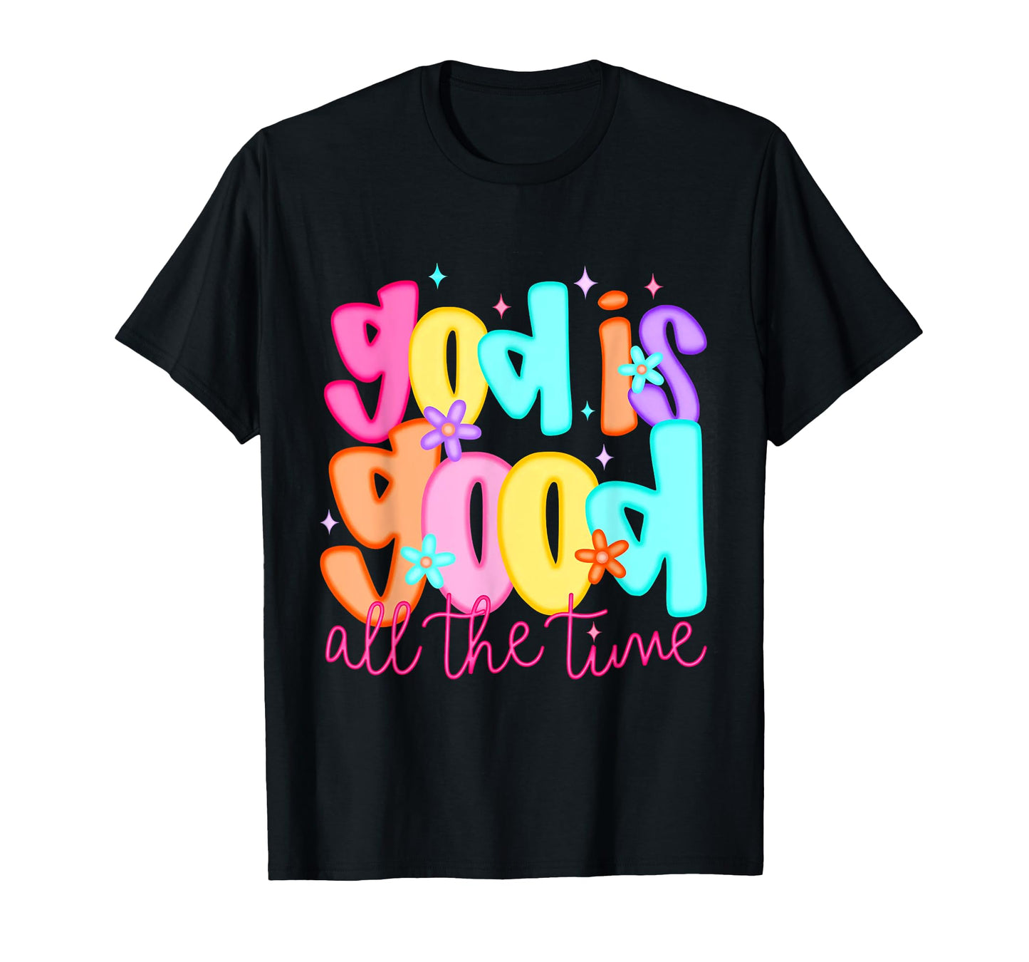 God Is Good All the Time Retro Groovy T-Shirt