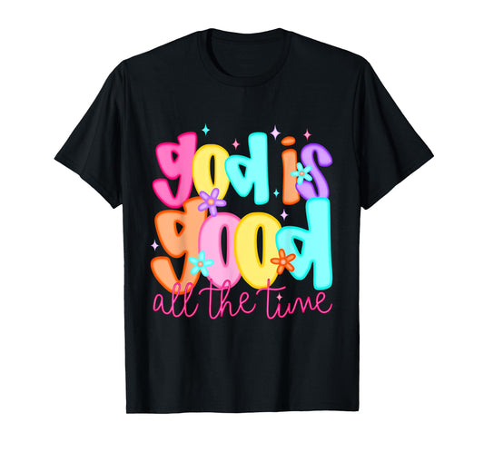God Is Good All the Time Retro Groovy T-Shirt
