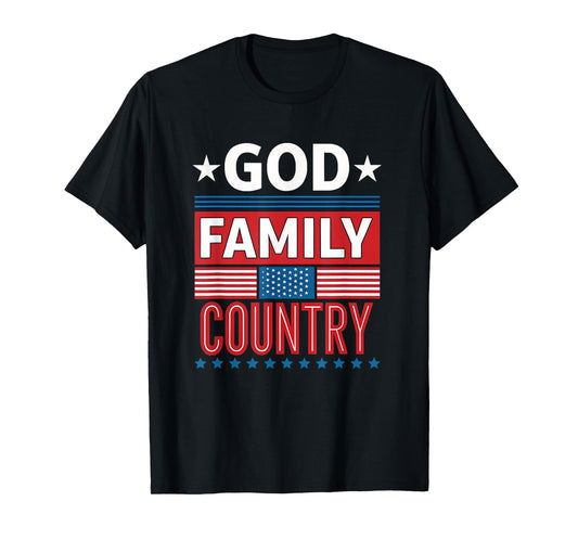 God Family Country Conservative Faith American Pride USA T-Shirt