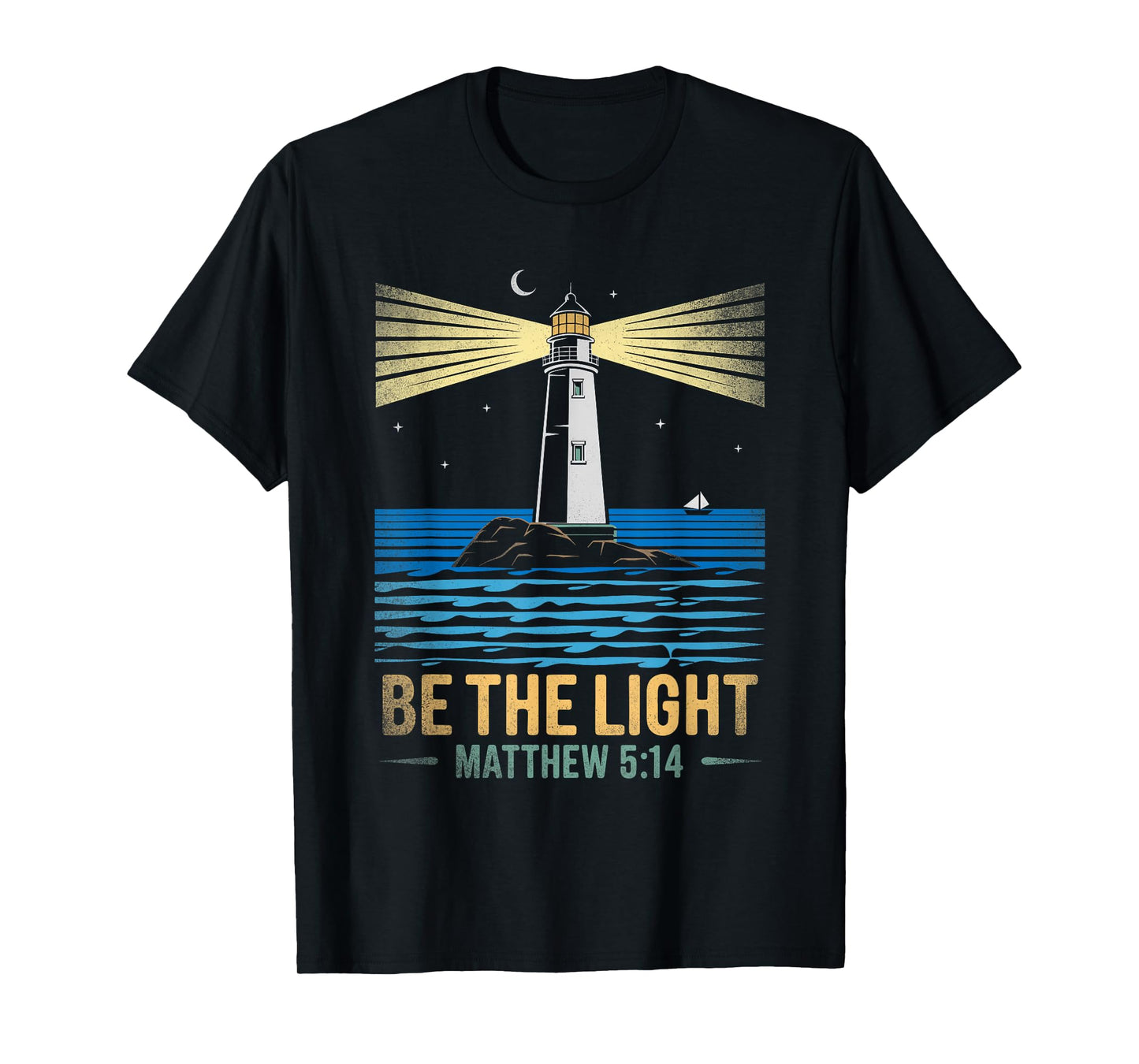 Retro Vintage Lighthouse Bible verse Christian shirt T-Shirt