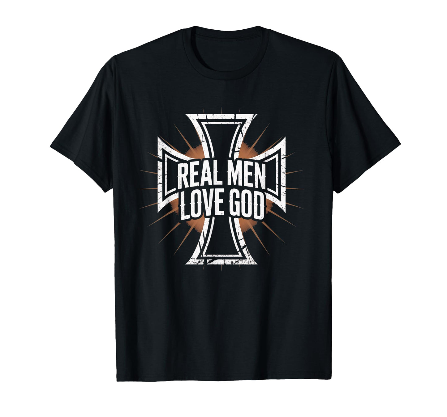 Retro Christian Cross Real Men Love God Design Joshua 24:15 T-Shirt