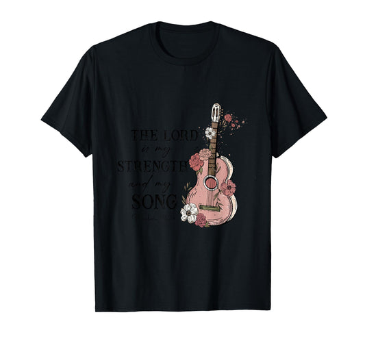 The Lord Is My Strength And My Song - Psalm 118:14 Guitar T-Shirt