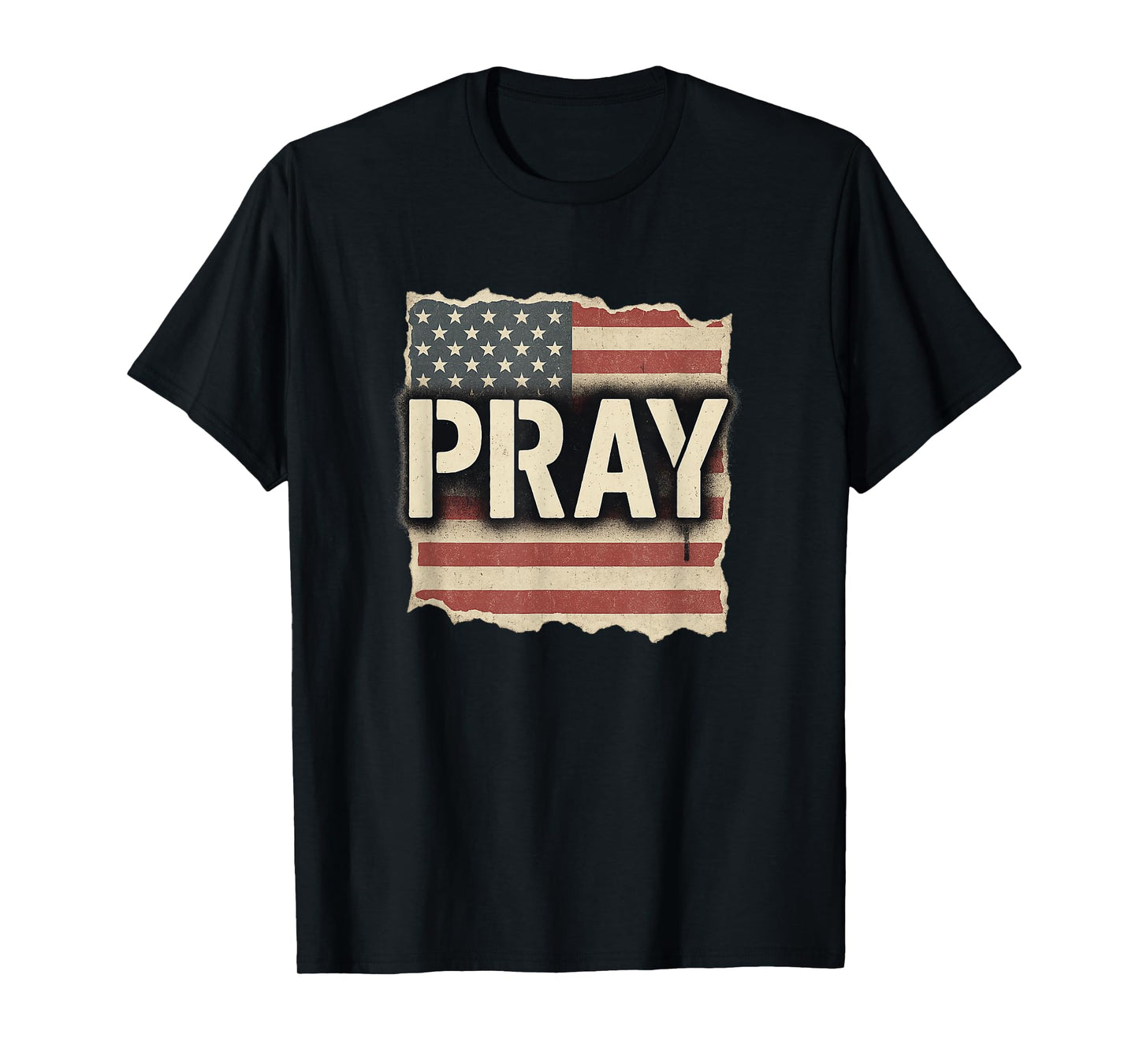 Pray Over America Patriotic Christian Flag Design - Prayer T-Shirt
