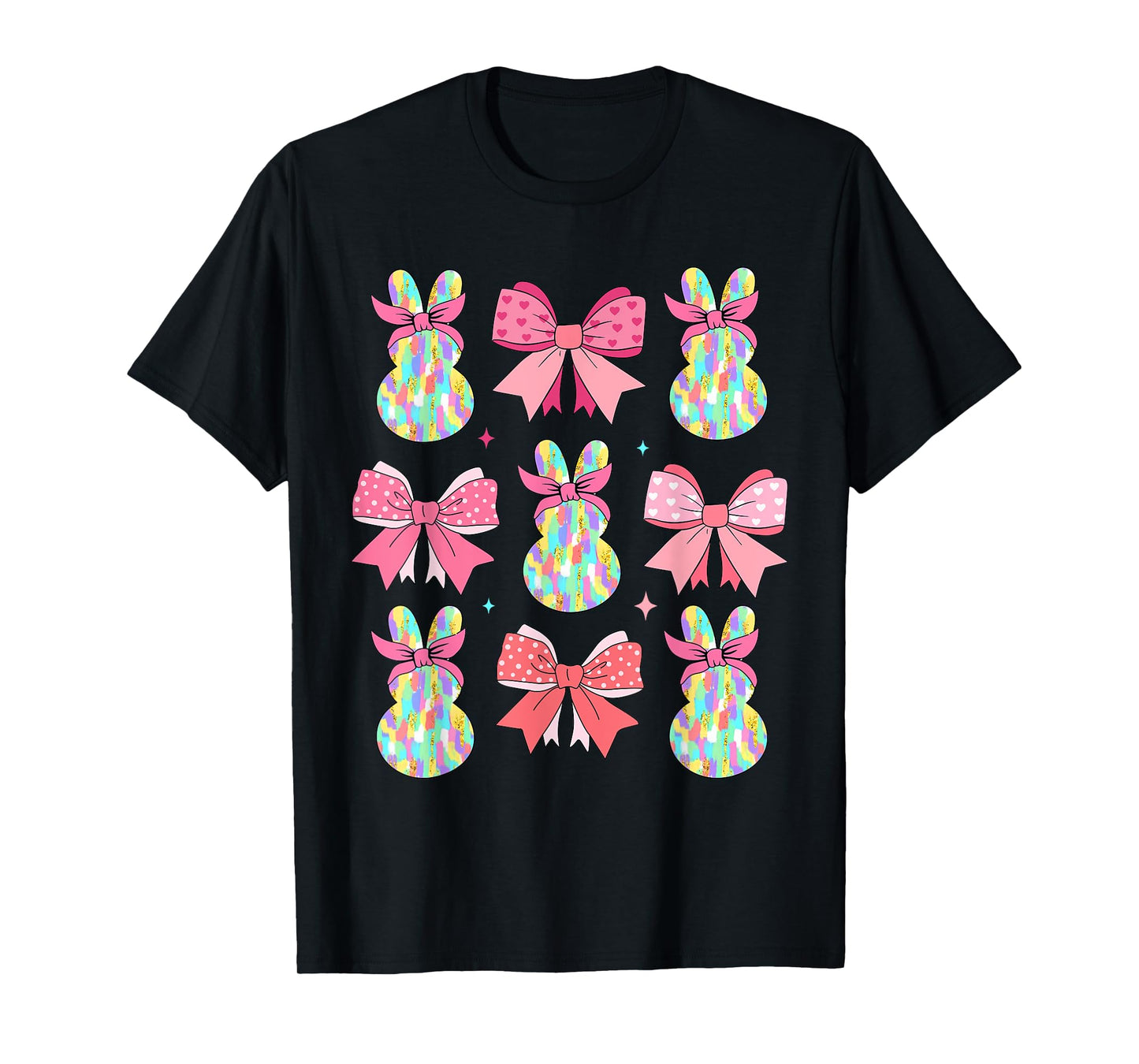 Cute Easter Bunny Face Coquette Bow Easter Day Girls Women T-Shirt