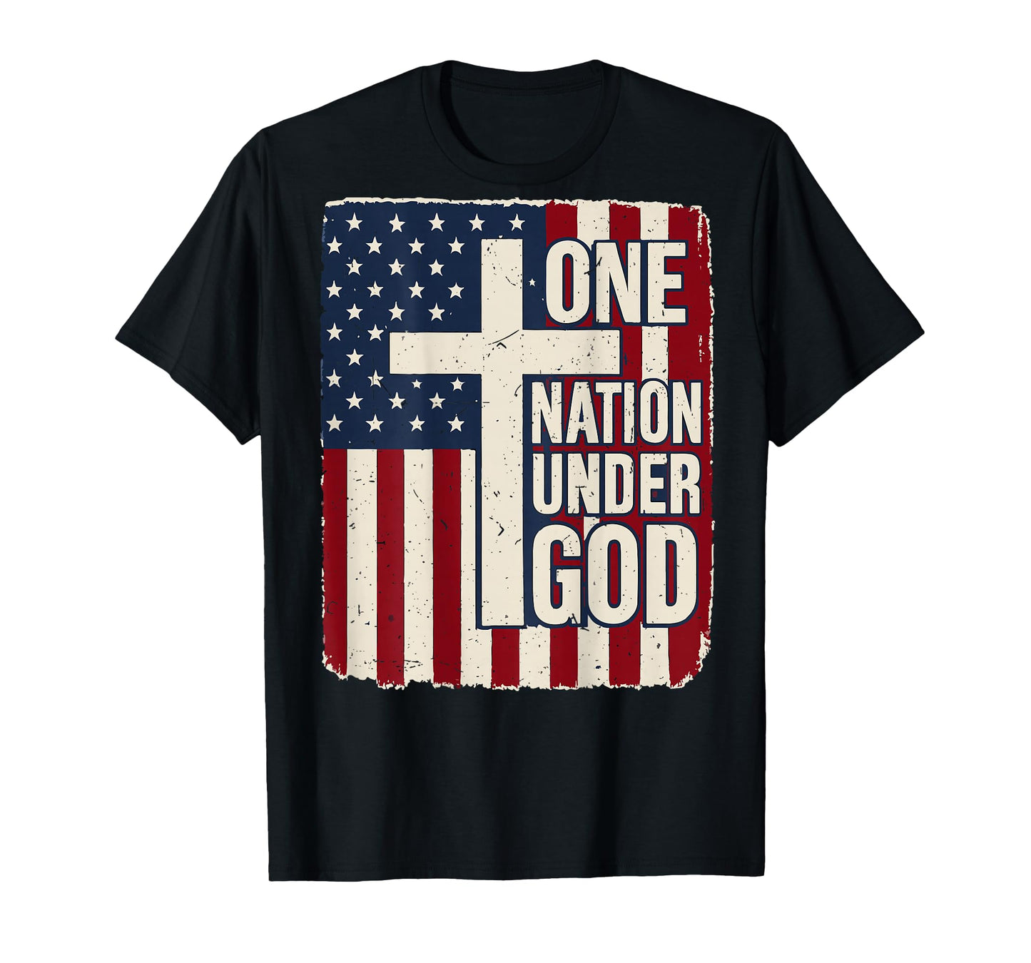 One Nation Under God American Flag Christian Patriotic Faith T-Shirt