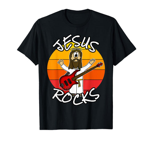 Jesus Rocks Bass Guitar, Church Bassist, Worship Musician T-Shirt