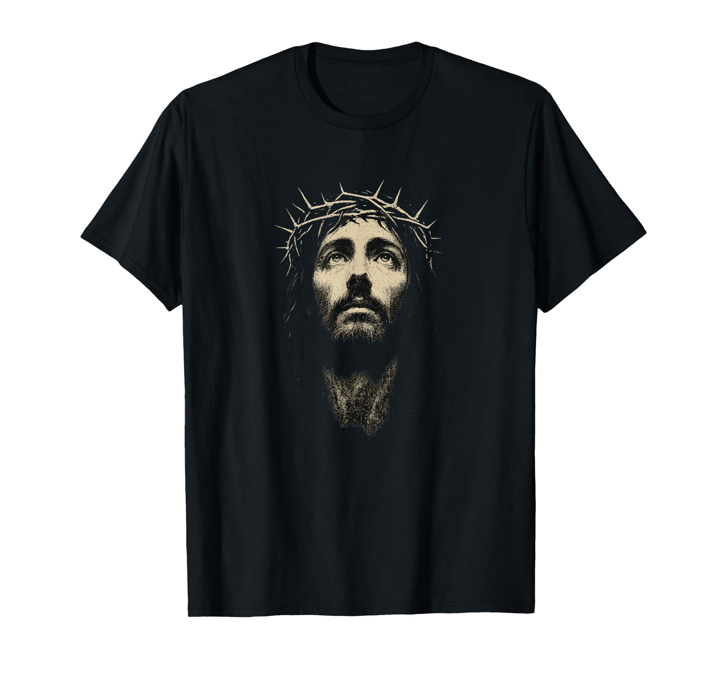 Face of Jesus Christ Wearing Crown Thorns - Bold Chrisian T-Shirt