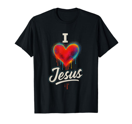 Graffiti Heart I Love Jesus Urban Christian Art T-Shirt
