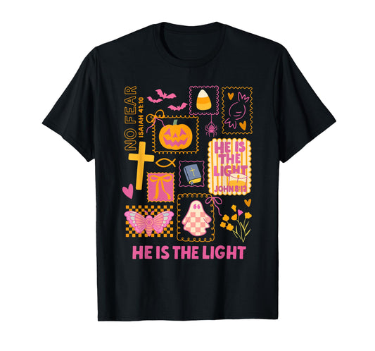Shine with The Light of Jesus Christian Halloween Pumpkin T-Shirt