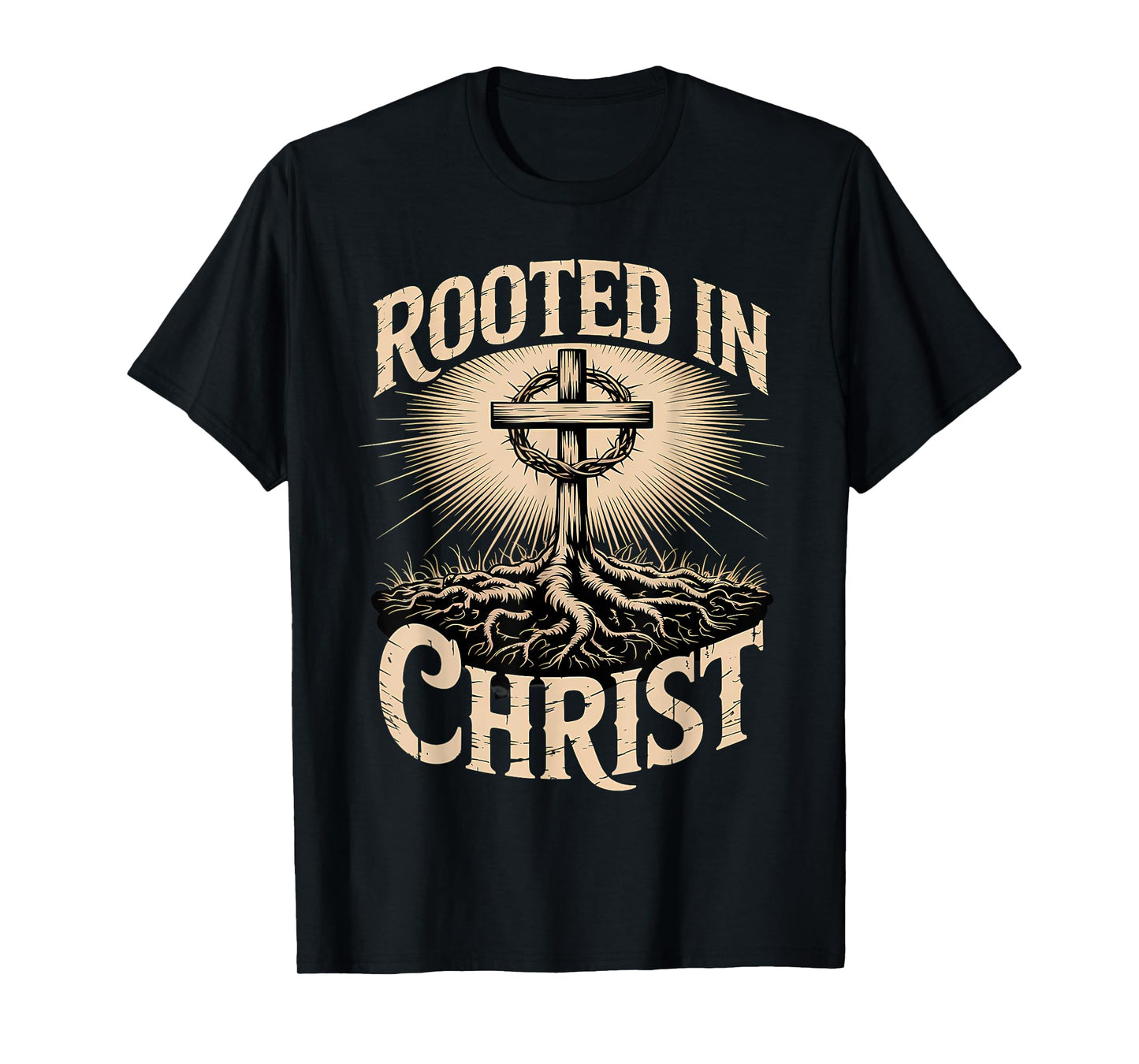 Rooted in Christ Christian Faith Jesus Cross T-Shirt
