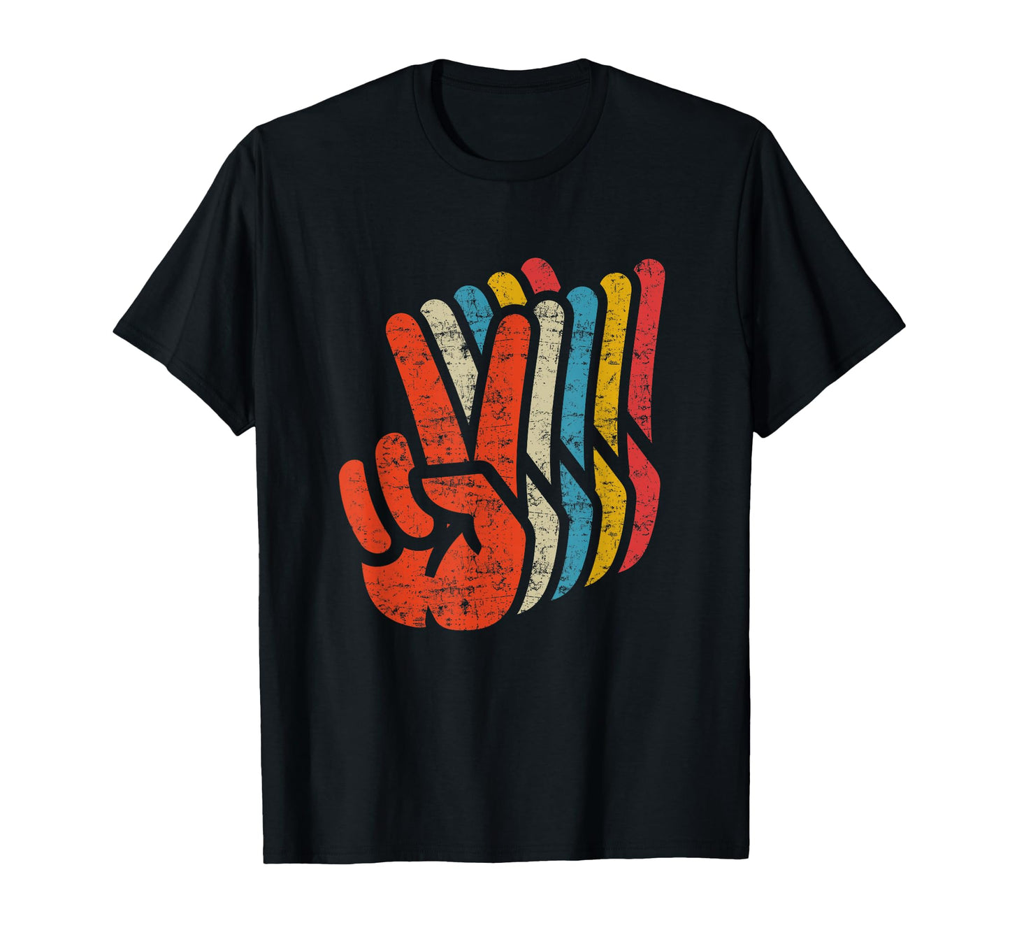 Retro Peace Sign V Fingers Graphic 60s 70s Vintage Peace T-Shirt