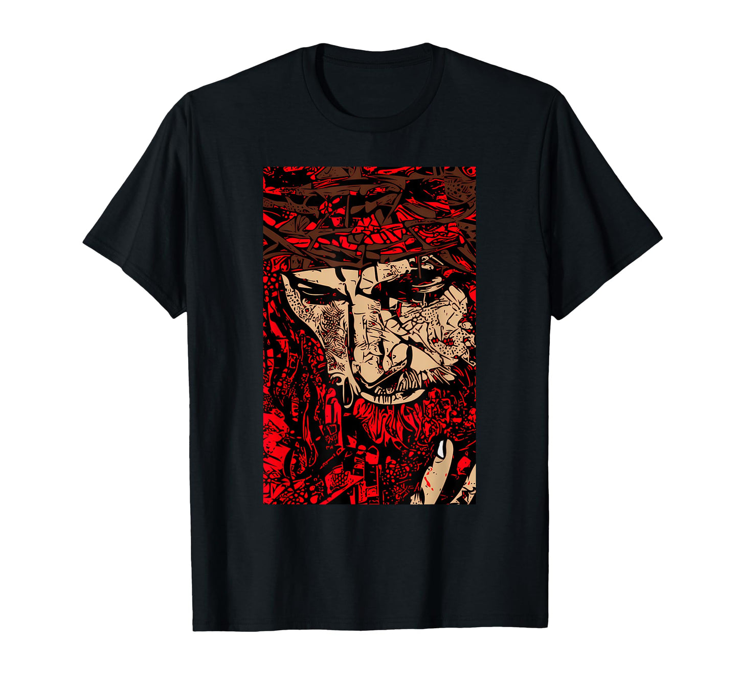 Jesus Funny Face of Jesus with Crown of Thorn Graphic T-Shirt