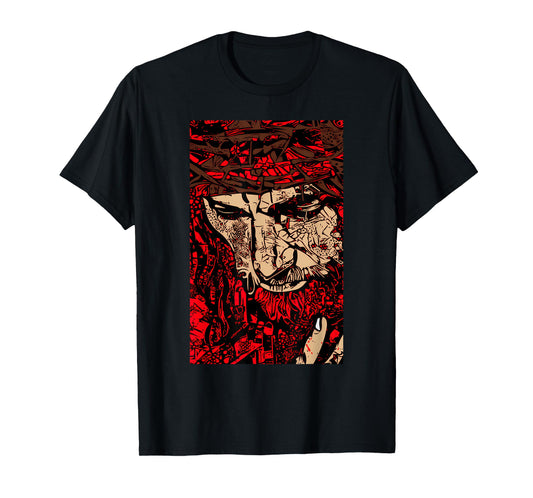 Jesus Funny Face of Jesus with Crown of Thorn Graphic T-Shirt