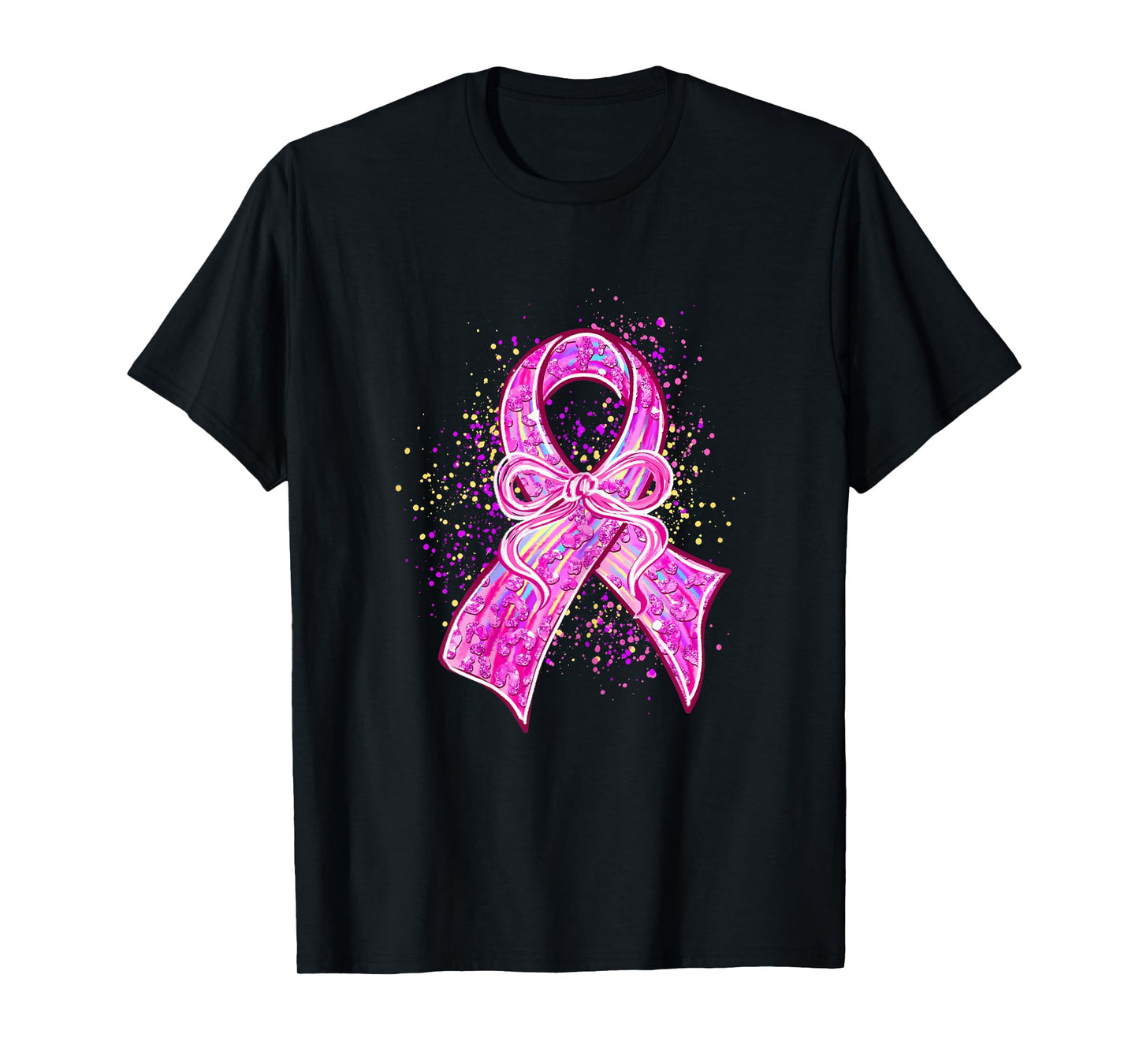Pink Bow and Ribbon Cute Breast Cancer Awareness Women Girl T-Shirt