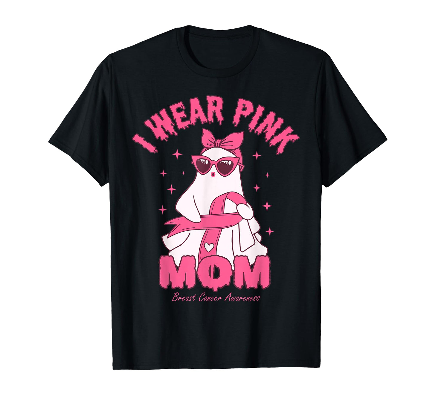 I Wear Pink for My Mom Boo Ghost Breast Cancer Awareness T-Shirt