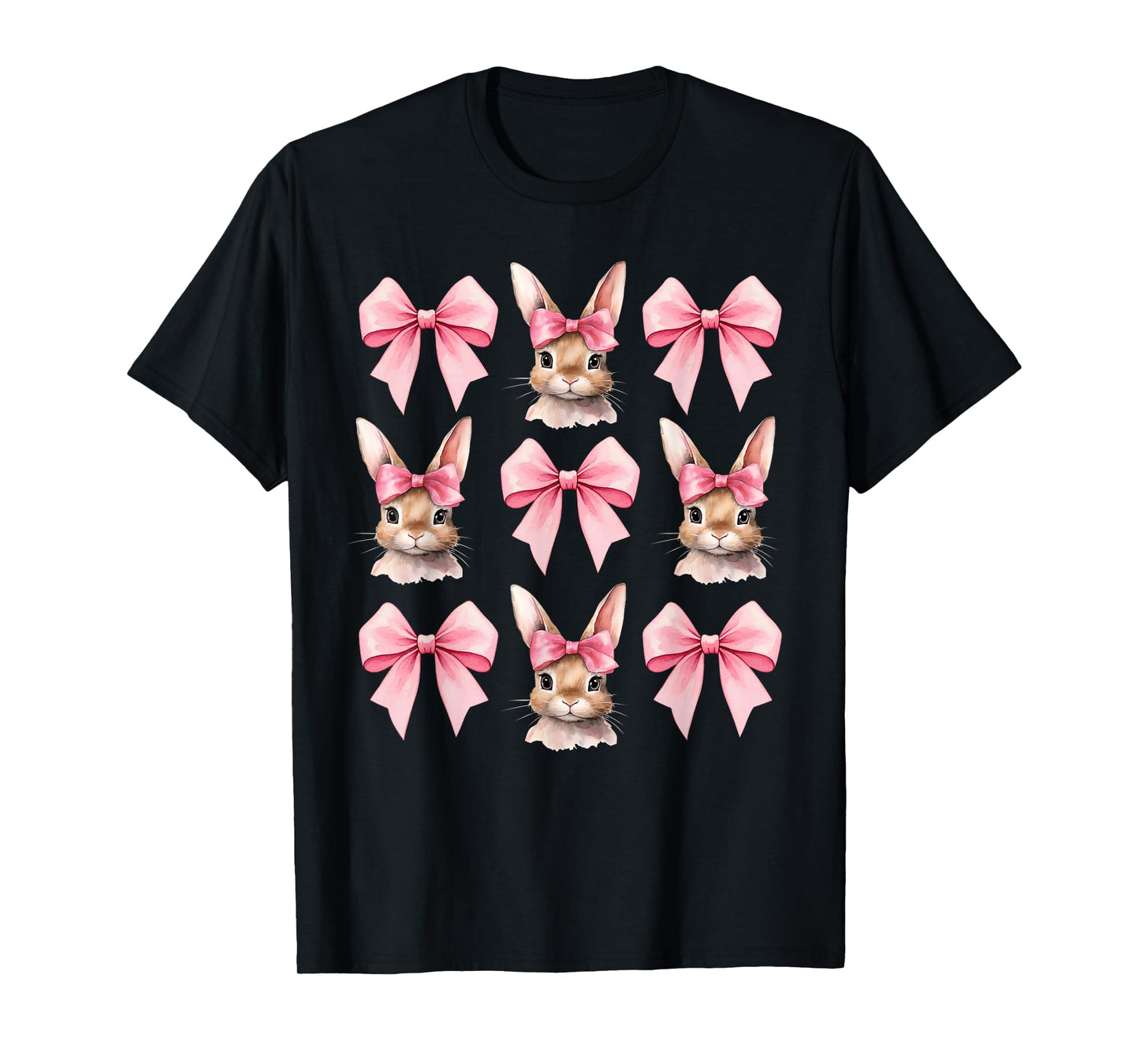 Cute Easter Bunny Face Coquette Bow Easter Day Girls Women T-Shirt