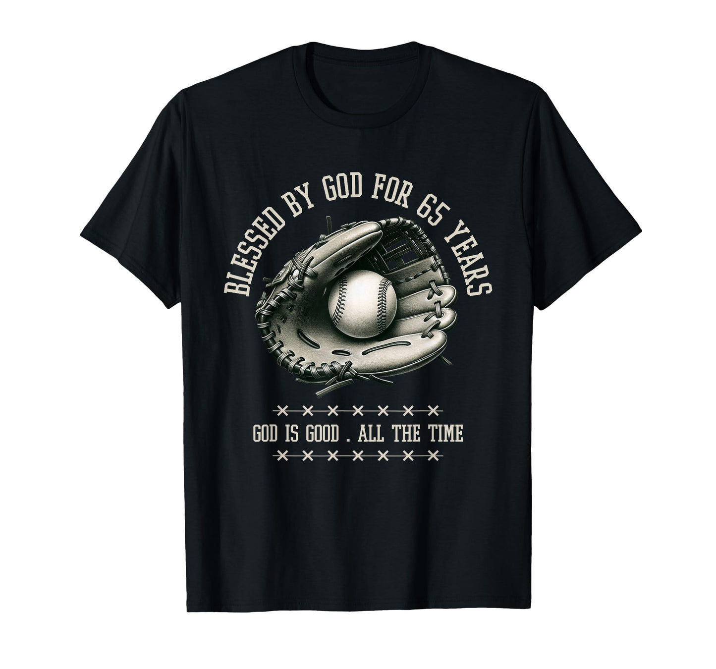 Blessed by God for 65 Years Old Baseball 65th Birthday Gifts T-Shirt