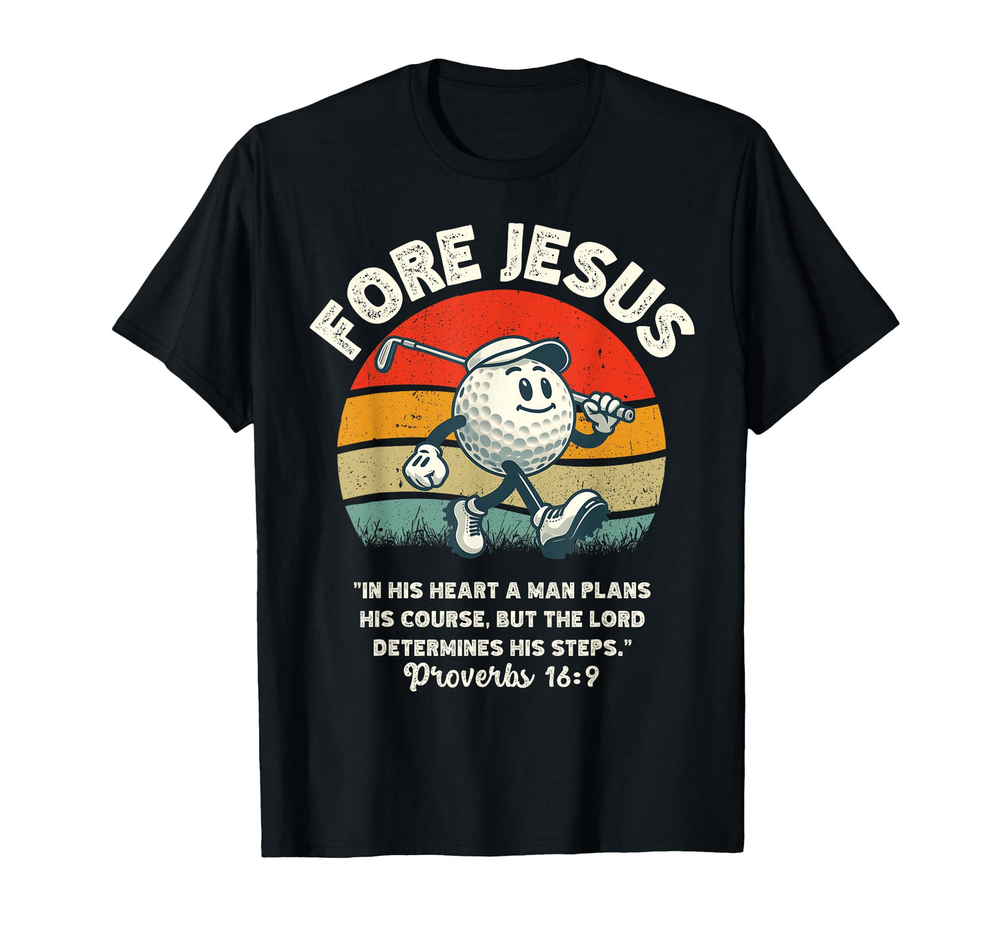 FORE Jesus Christian Golf Retro 70s Religious Golfing Men's T-Shirt