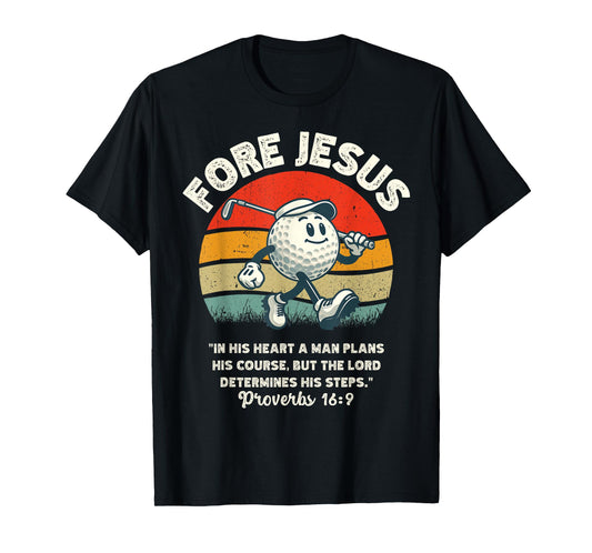 FORE Jesus Christian Golf Retro 70s Religious Golfing Men's T-Shirt