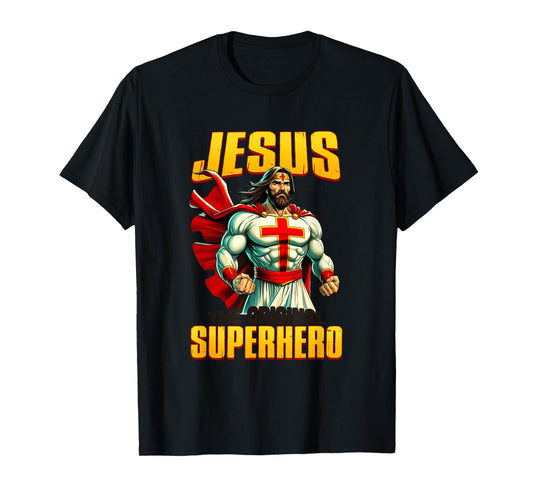 Jesus Original Superhero Comic Style Funny Christian Comic T-Shirt