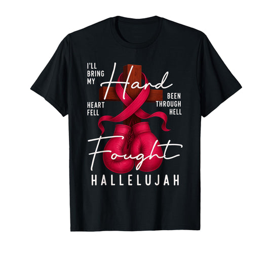 Breast Cancer Awareness Christian Hard Fought Hallelujah God T-Shirt