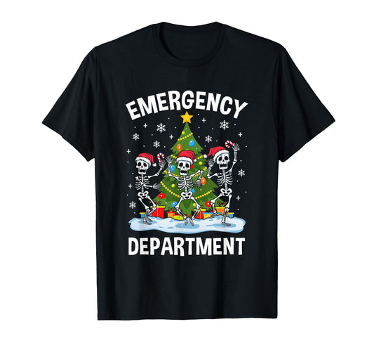 Emergency Department Christmas Holiday Skeleton Nurse Er Ed T-Shirt