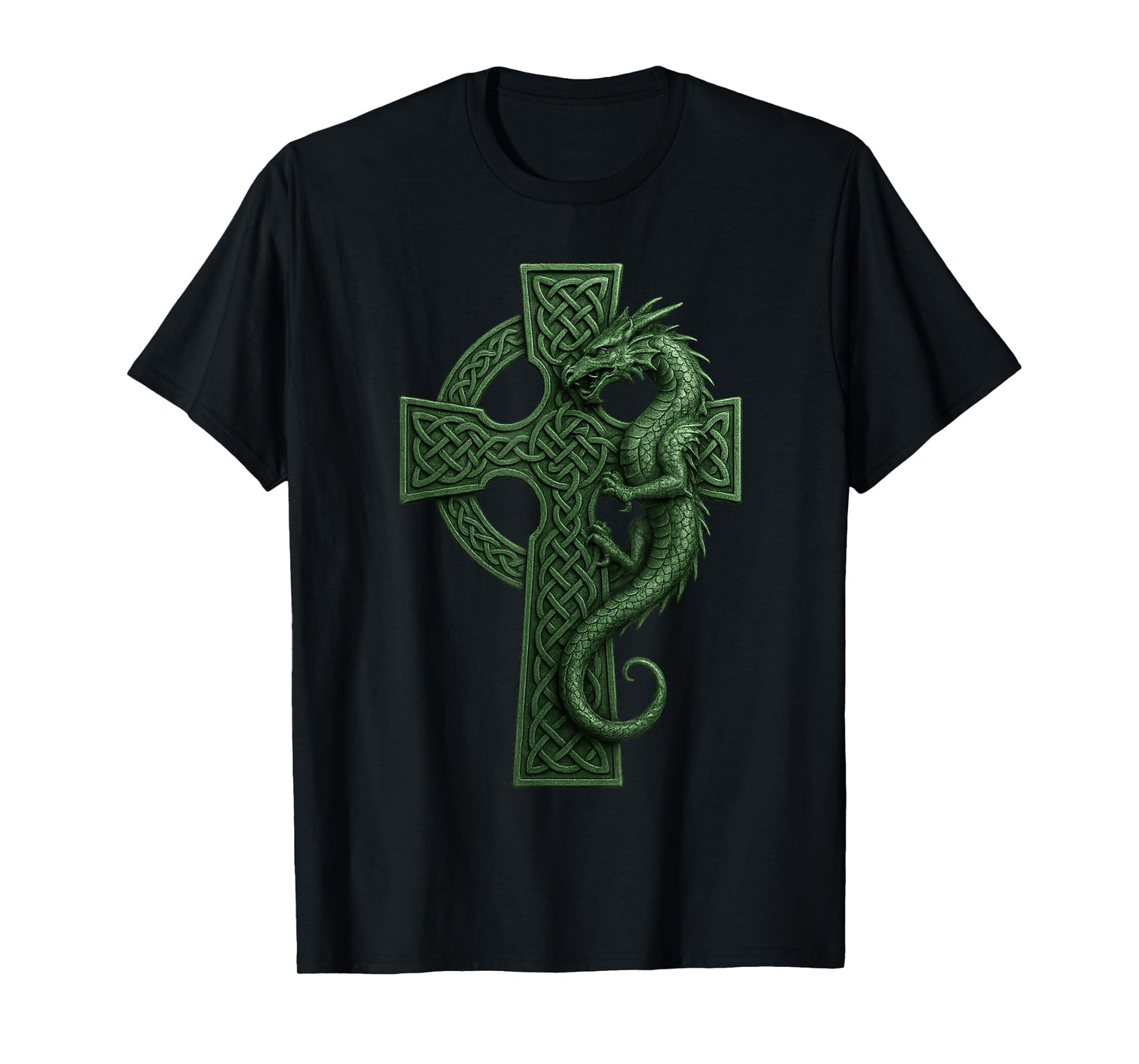 Irish Christian Celtic Cross with Dragon - Celtic Knot T-Shirt