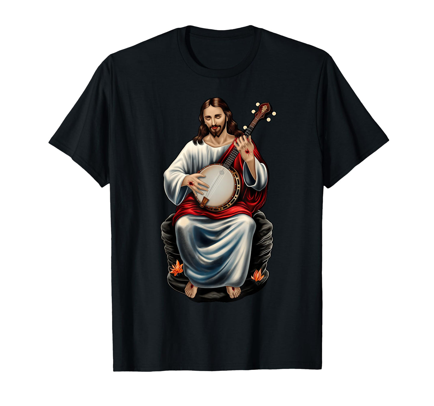 Jesus Christian Religious Playing Banjo Bluegrass T-Shirt