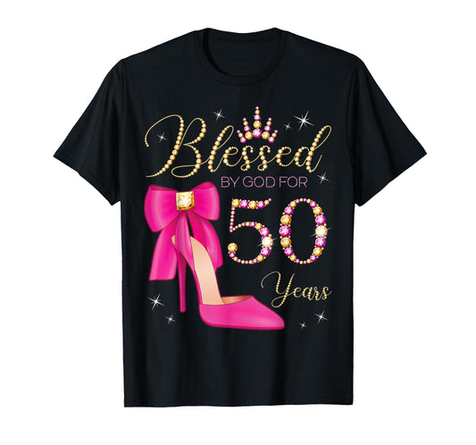 Blessed By God For 50 Years Old 50th Birthday Party Queen T-Shirt
