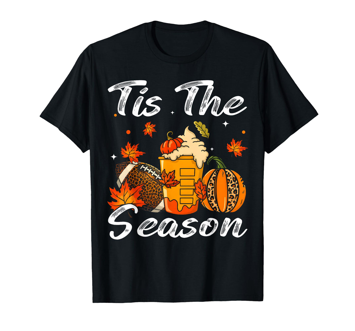Pumpkin Spice Football Tis The Season Fall Thanksgiving T-Shirt
