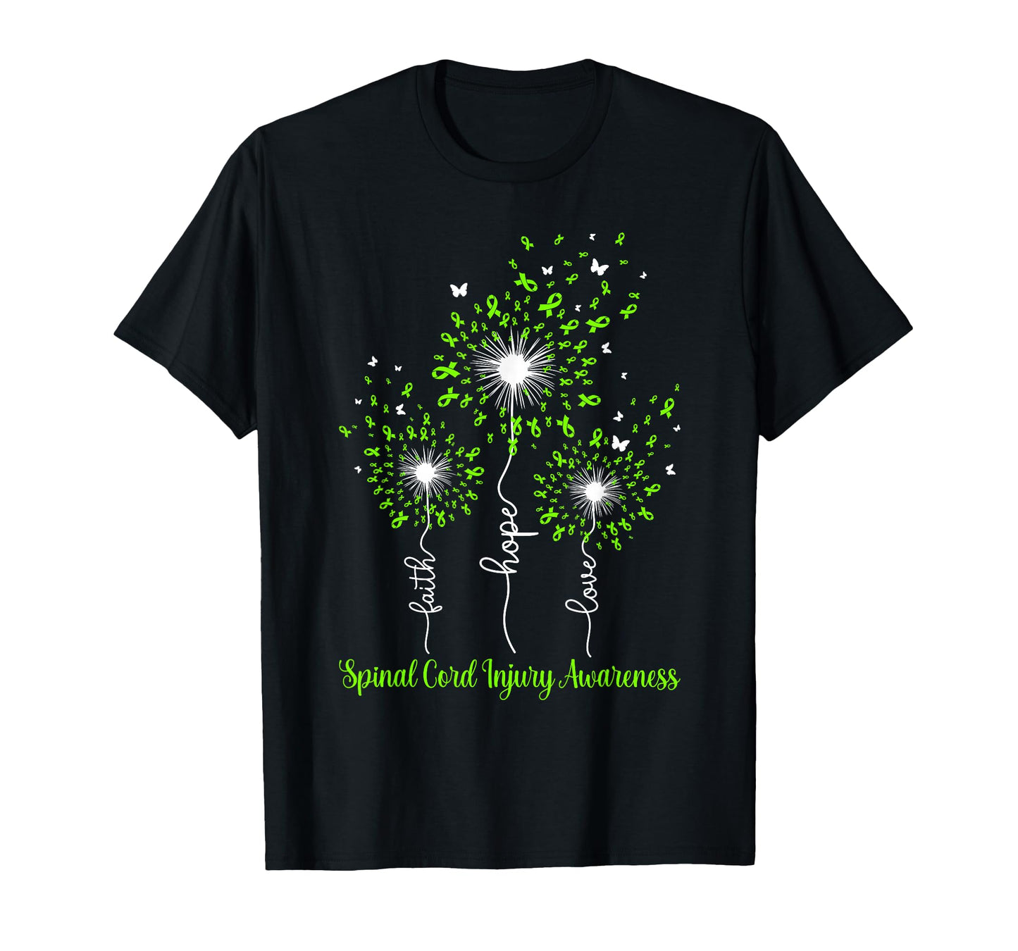 Dandelion Faith Hope Love Spinal Cord Injury Awareness T-Shirt