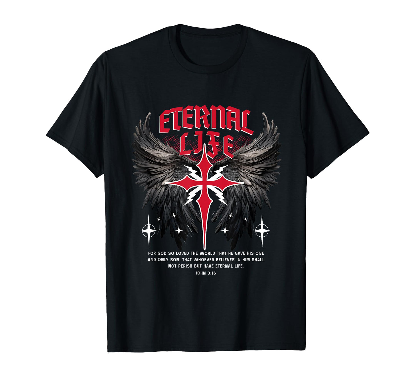 Eternal Jesus Cross Gothic Punk Life Nu Goth Bible Verse T-Shirt
