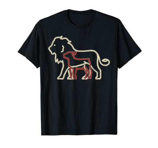 Vintage The Lion And The Lamb Minimalist Jesus Christ T-Shirt