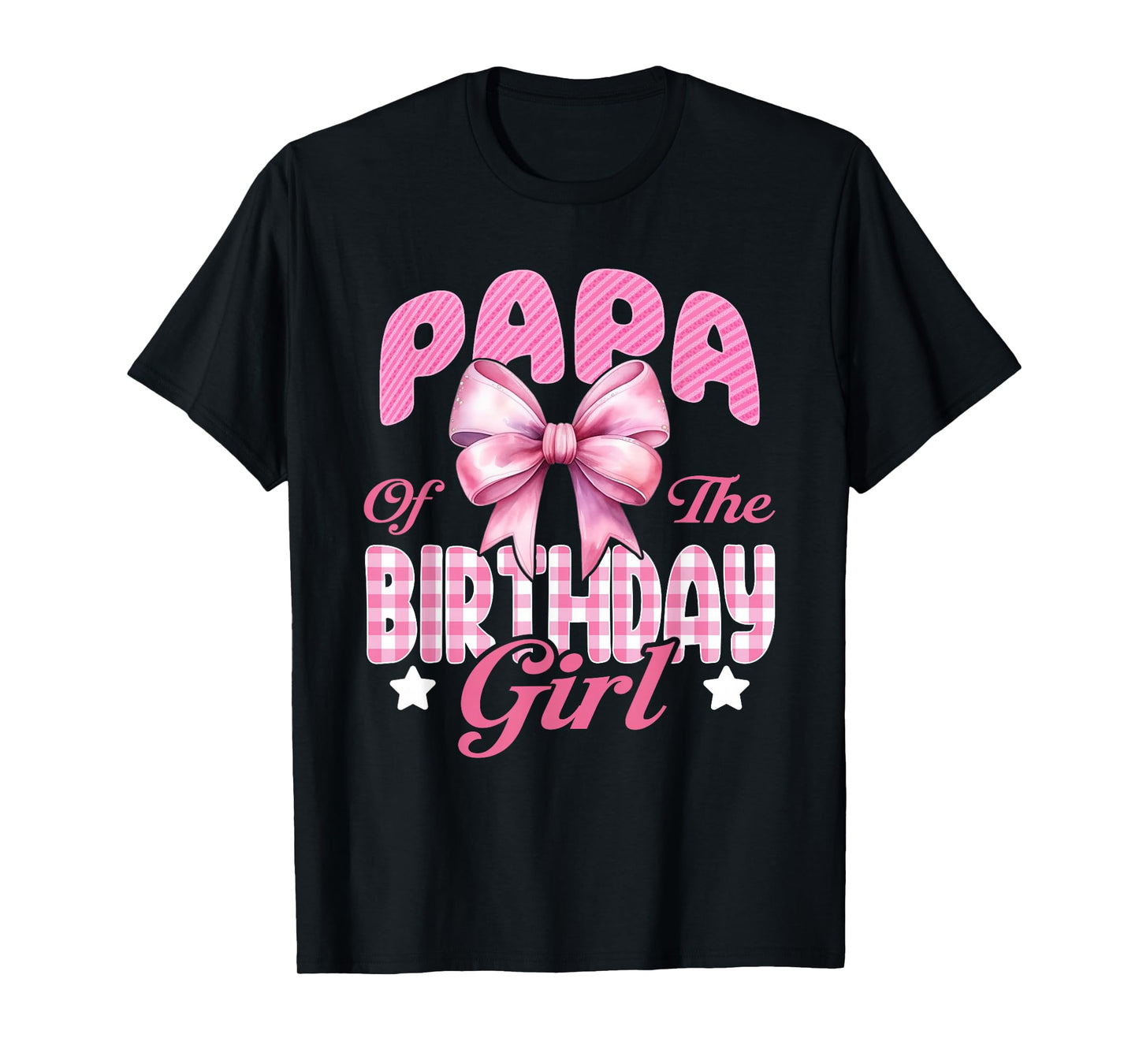 Papa of The Birthday Girl Family Pink Coquette Bow T-Shirt