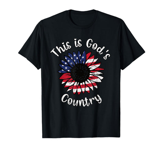 This Is God's USA Country Patriotic Christian Love Sunflower Women Girls Kids Men T-Shirt