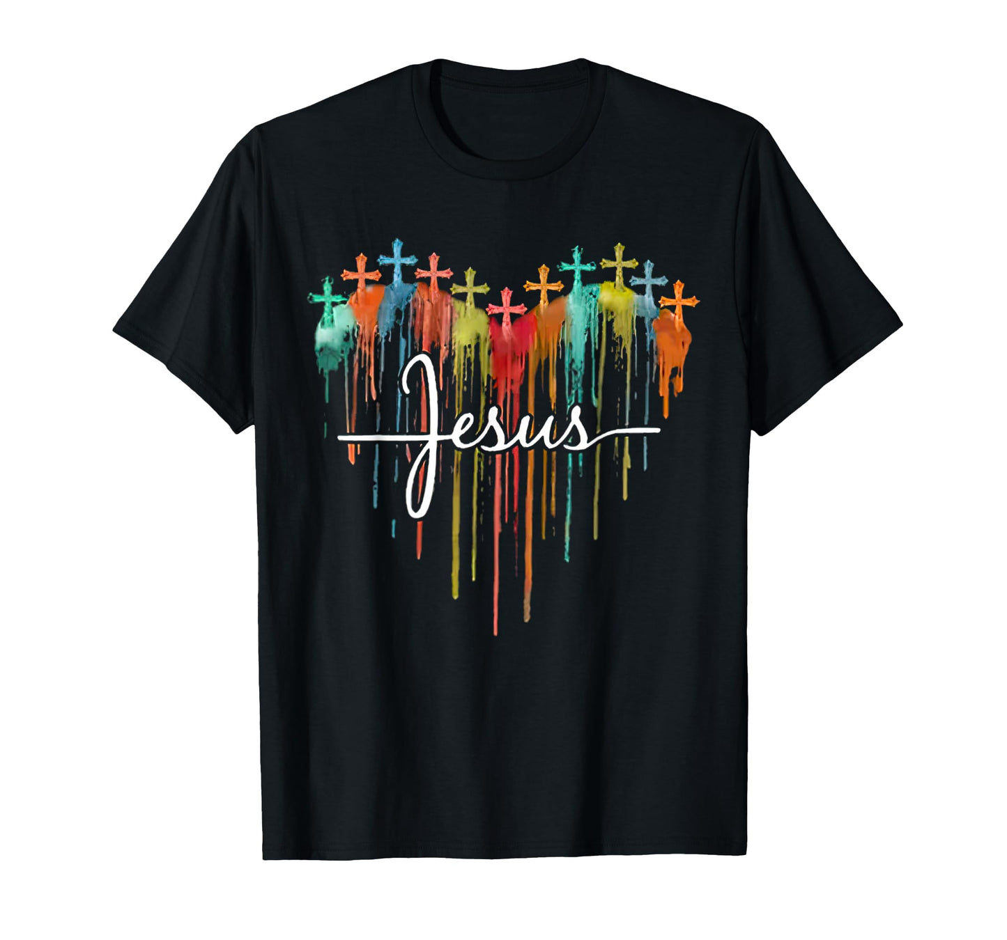 Colorful Jesus Cross Melting Heart For Christian Jesus Lover T-Shirt