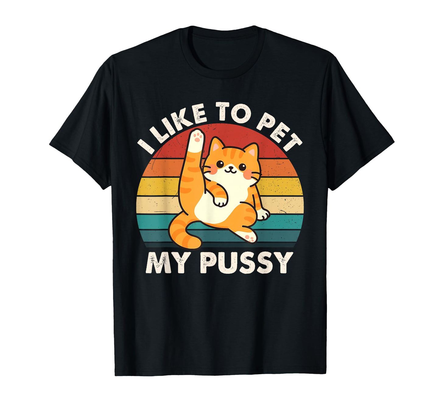Retro Cat I Like To Pet My Pussy Funny Humor T-Shirt
