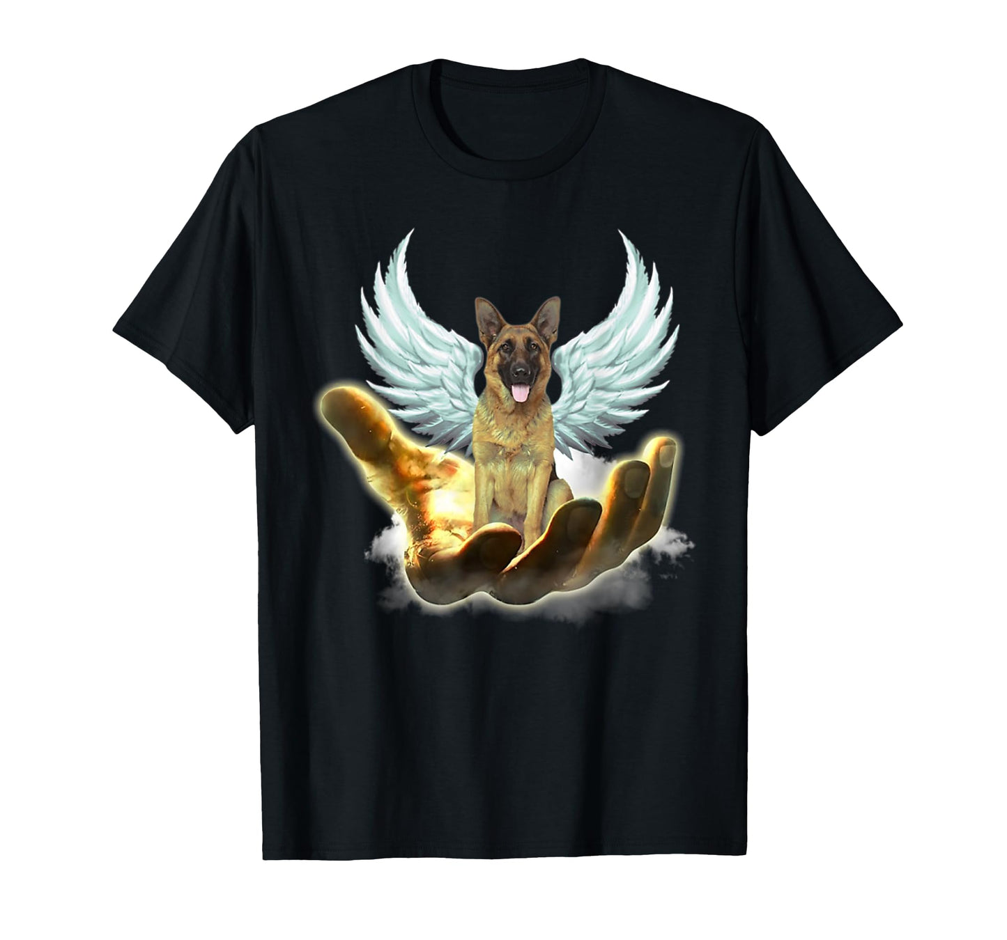 Angel German Shepherd Golden Hand Heaven Wings God T-Shirt