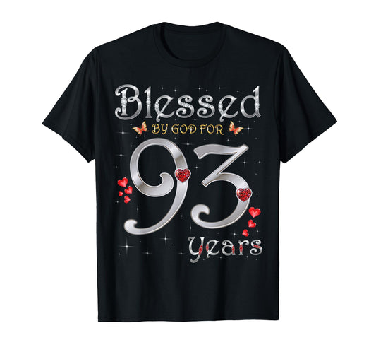 Blessed By God For 93 Years Old 93rd Birthday Party Queen T-Shirt