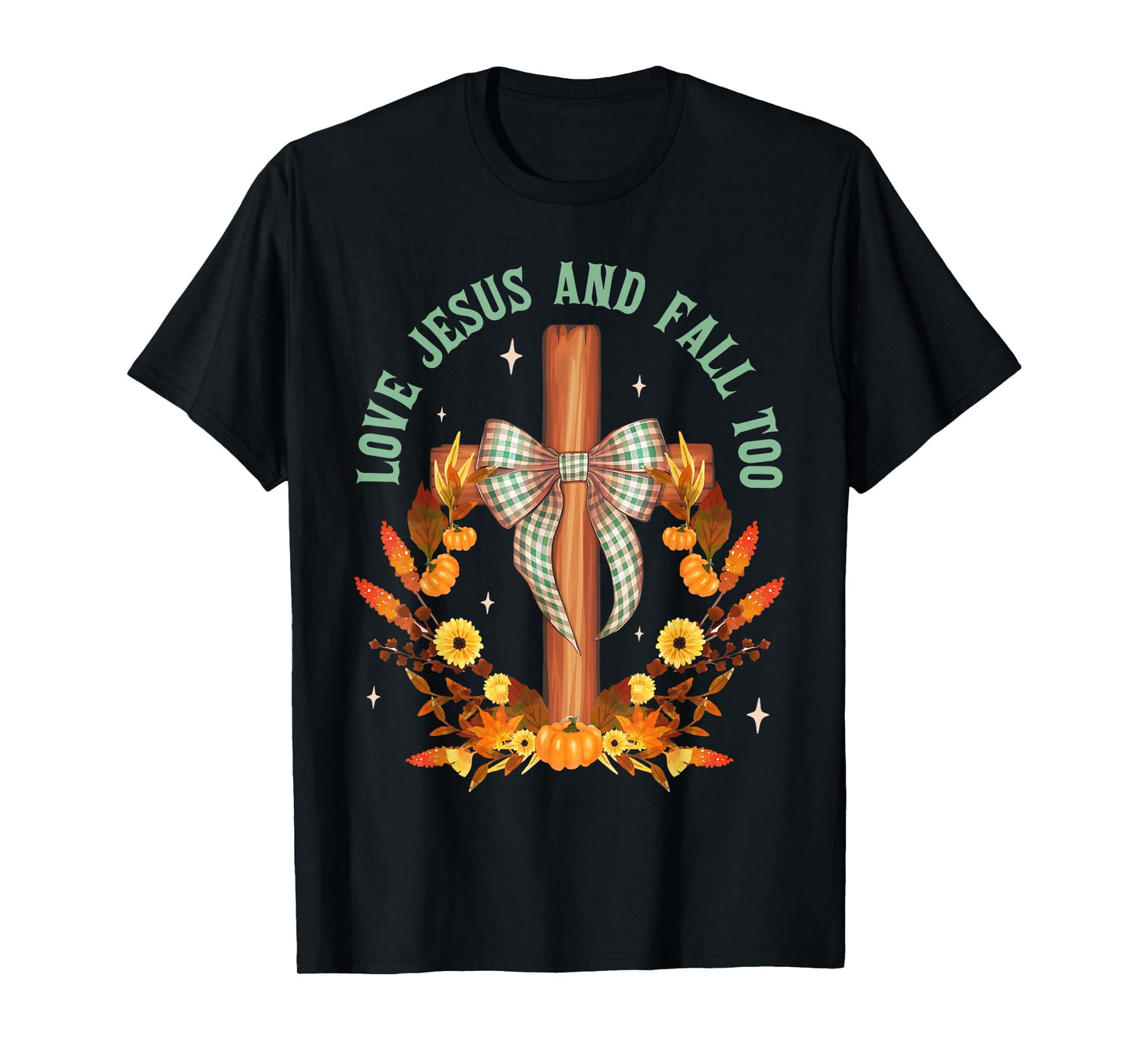 Loves Jesus And Fall Too Cross Bow Autumn Christian Fall T-Shirt