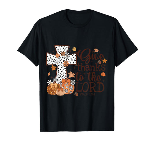 Give Thanks to The Lord Christian Fall Leopard Pumpkin T-Shirt