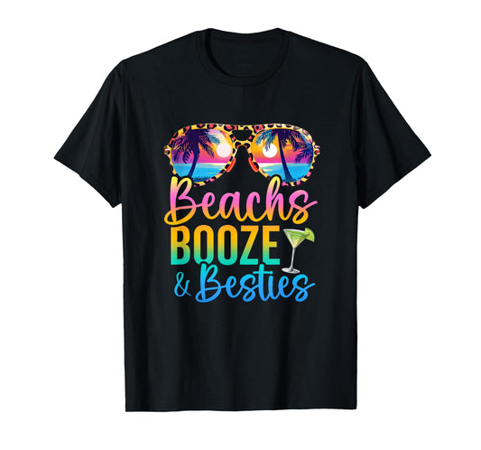 Girls Trip 2025 Funny Matching Beaches Booze Besties T-Shirt