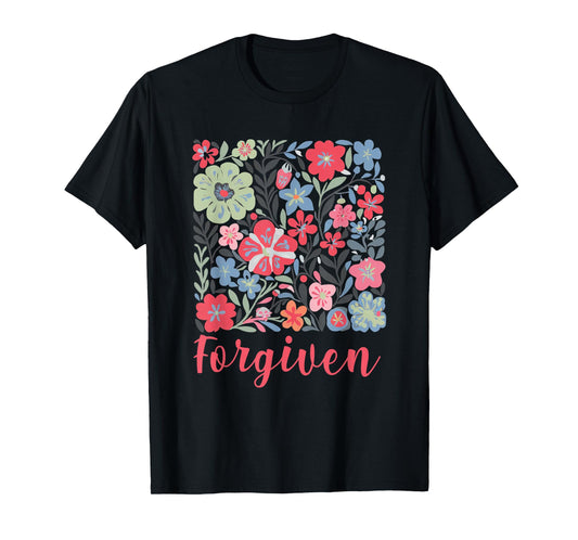 Forgiven Boho Floral Christian Inspirational Religious T-Shirt