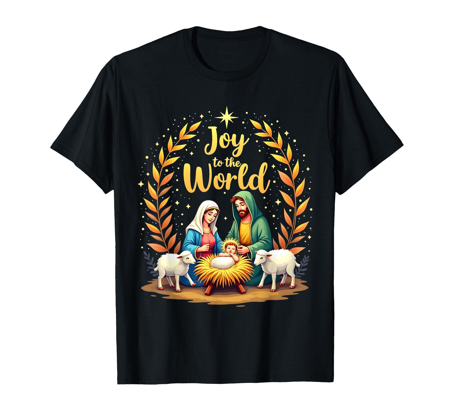 Joy To The World Christmas Nativity Christian Birth Of Jesus T-Shirt