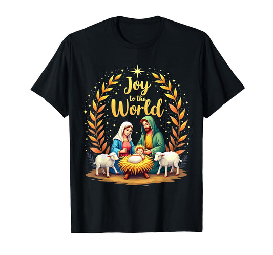 Joy To The World Christmas Nativity Christian Birth Of Jesus T-Shirt