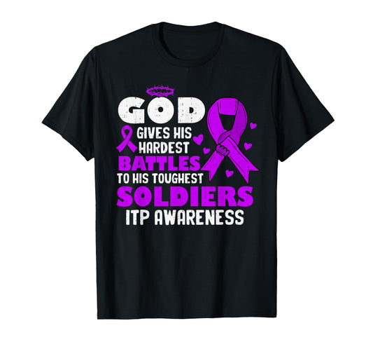 God ITP Awareness Immune Thrombocytopenia Ribbon Purple T-Shirt