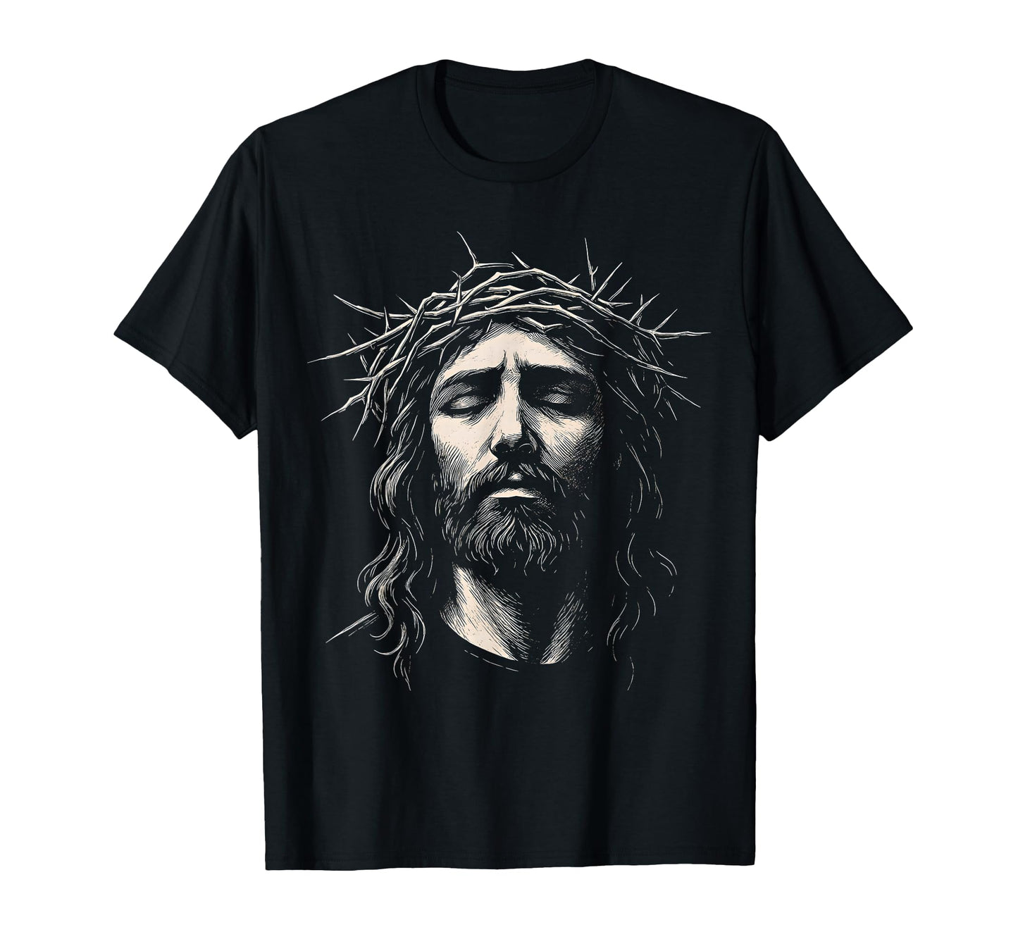 HUGvyn Jesus Christian Face Crown of Thorns Religious Faith T-Shirt