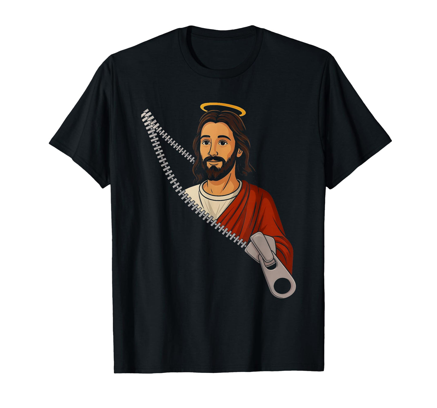 Funny Jesus Zipper Peekaboo Christian Faith Religious Humor T-Shirt