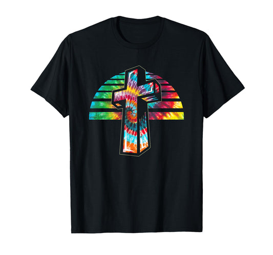 Jesus Christian Cross Tie Dye Rainbow Religious Bible Faith T-Shirt